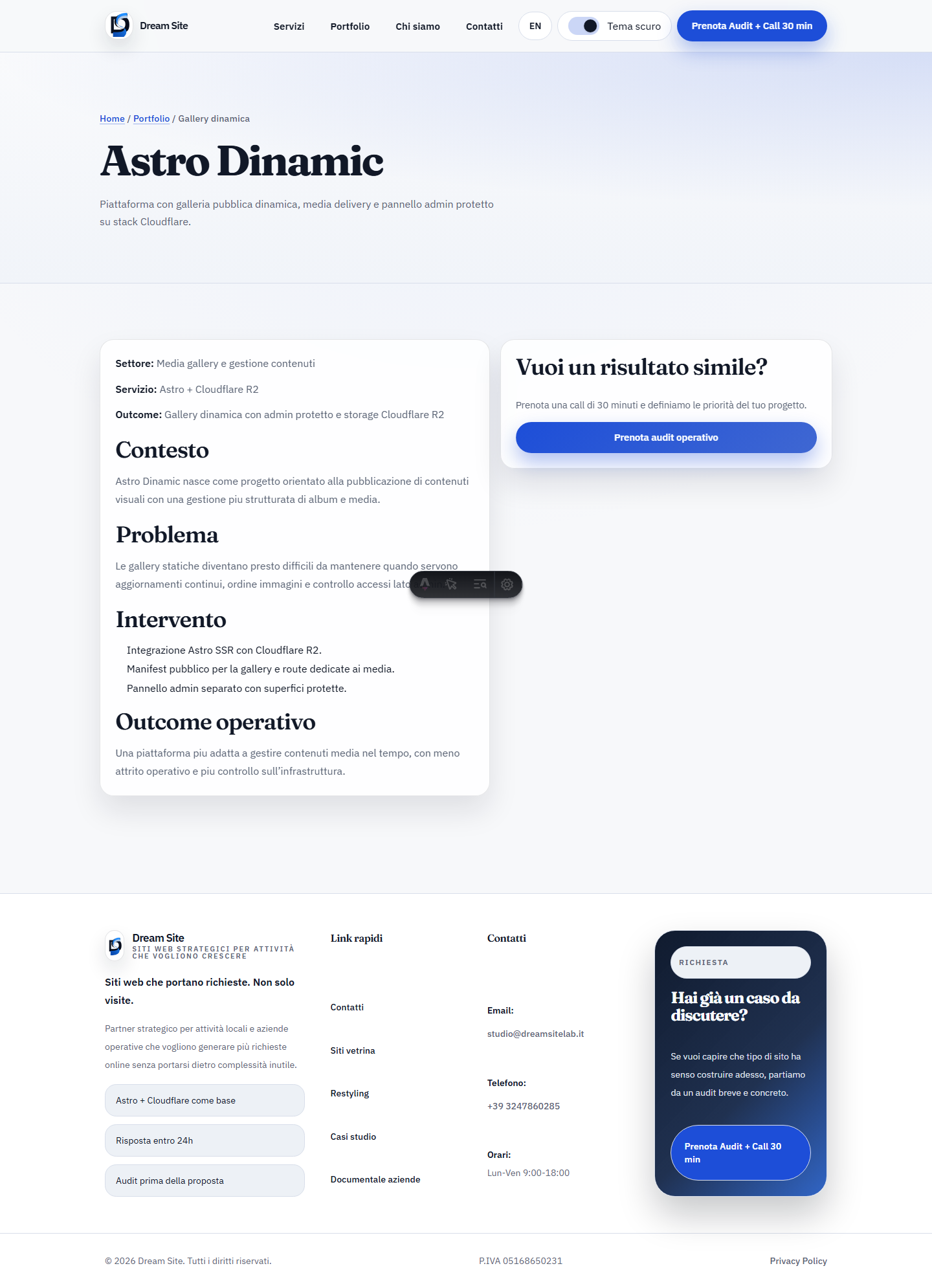 Screenshot della proof surface per Dinamic Gallery